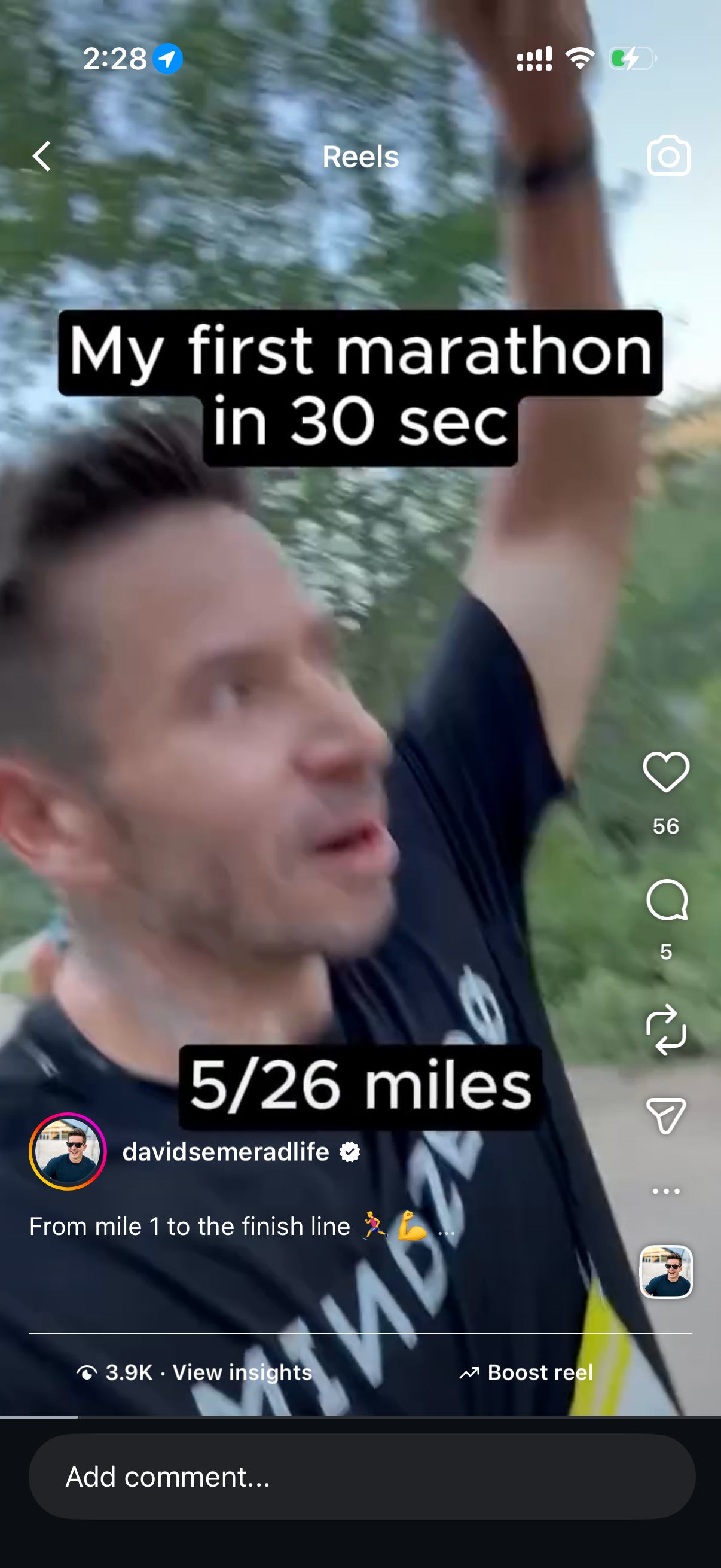 David finishing the Aspen marathon